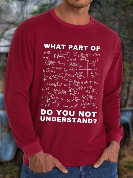 

Men's Mathematician Cotton-Blend Text Letters Casual Loose Sweatshirt, Red, Hoodies&Sweatshirts