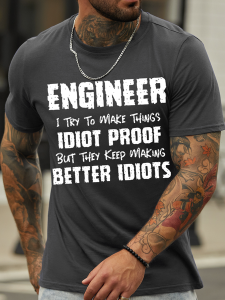 

Men's Funny Engineer Cotton Crew Neck Casual T-Shirt, Deep gray, T-shirts
