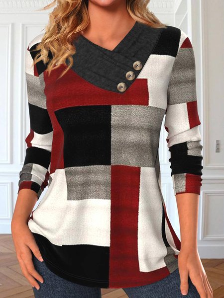 

Loose Knitted Plaid Casual Sweatshirt, Red, Sweatshirts & Hoodies