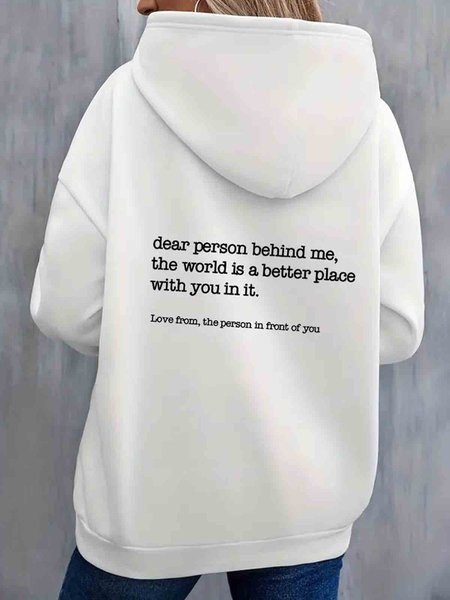 

Casual Loose Text Letters Hoodie, White, Sweatshirts & Hoodies