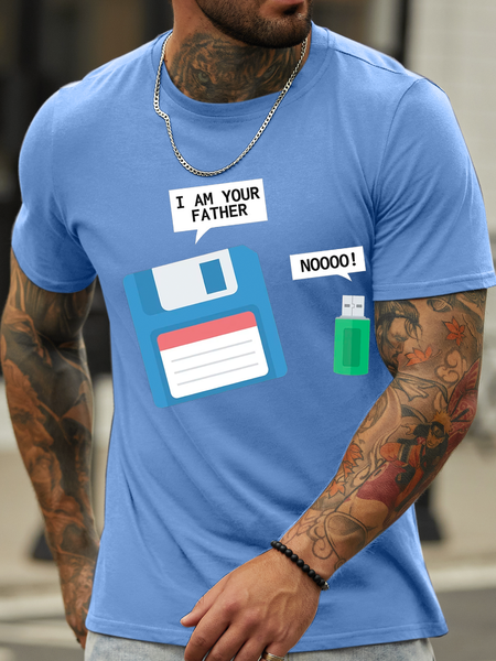 

Men's Floppy Disk Computer Science Cotton Crew Neck Casual T-Shirt, Light blue, T-shirts
