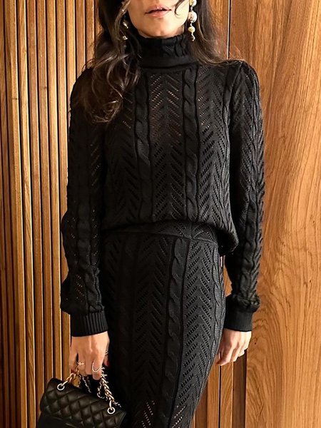 

Urban Plain Long Sleeve Regular Fit Sweater, Black, Pullovers