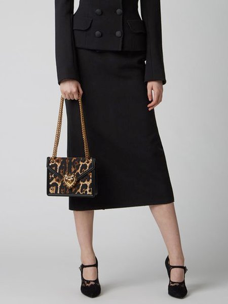 

Elegant Plain Regular Fit Midi Skirt, Black, Skirts
