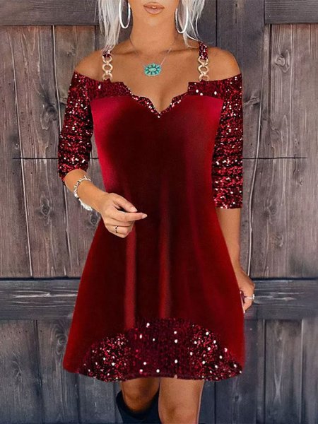 

Elegant Plain Boat Neck Dress With No, Red, Party Dresses