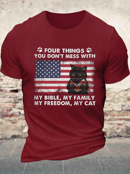 

Men's Cotton Crew Neck Four Thing You Don't Mess With Casual T-Shirt, Red, T-shirts