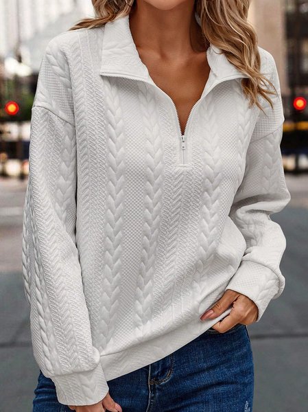 

Casual V Neck Loose Sweatshirt, White, Hoodies&Sweatshirts