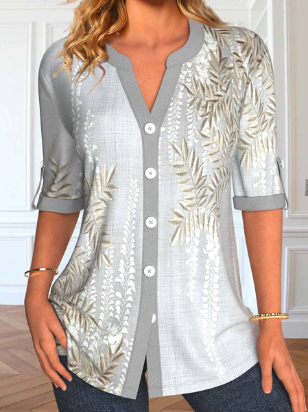 

Casual Floral Regular Fit Shirt, Gray, Shirts & Blouses