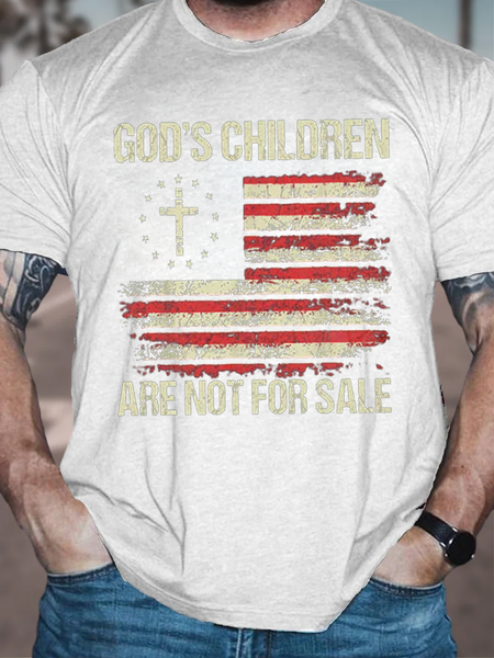 

Men's God'S Children Are Not For Sale Printed Casual Loose Cotton T-Shirt, White, T-shirts