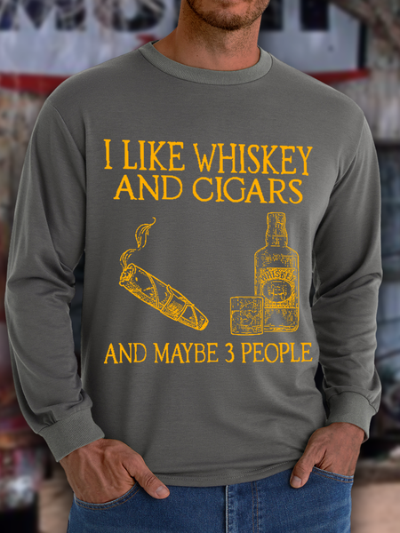 

Men's I Like Whiskey And Cigars And Maybe 3 People Text Letters Casual Sweatshirt, Deep gray, Hoodies&Sweatshirts