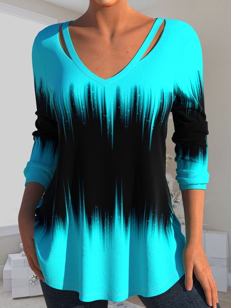 

Jersey Casual Ombre Loose T-Shirt, Blue, Long sleeves
