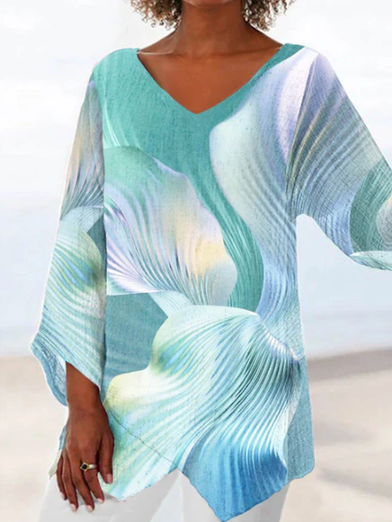 

Loose V Neck Casual Floral Shirt, Green, Shirts & Blouses