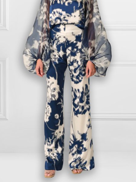 

Abstract Regular Fit Urban Fashion Pants, Blue, Pants