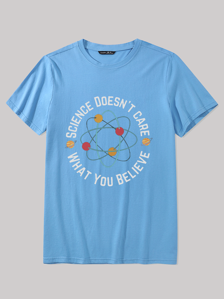 

Men's Science doesn't care what you believe Cotton Crew Neck T-Shirt, Light blue, T-shirts