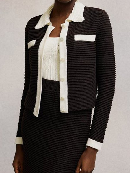 

Elegant Regular Fit Color Block Cardigan, Black, Cardigans