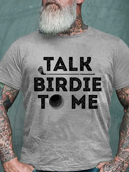

Men's Talk Birdie To Me Funny Golf Player Pun Golfer Cotton Crew Neck Casual T-Shirt, Deep gray, T-shirts