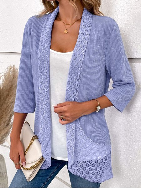 

Wrap Lace Casual Loose Kimono, Blue, Cardigans