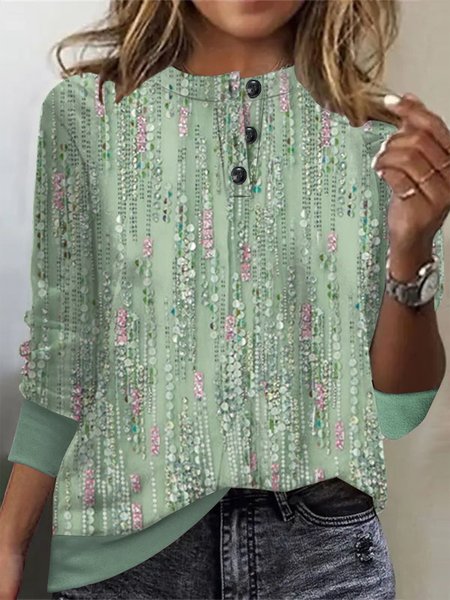 

Floral Casual Crew Neck Sweatshirt, Green, Sweatshirts & Hoodies