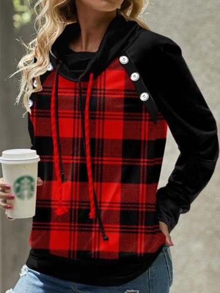 

Casual Plaid Turtleneck Sweatshirt, Red, Sweatshirts & Hoodies