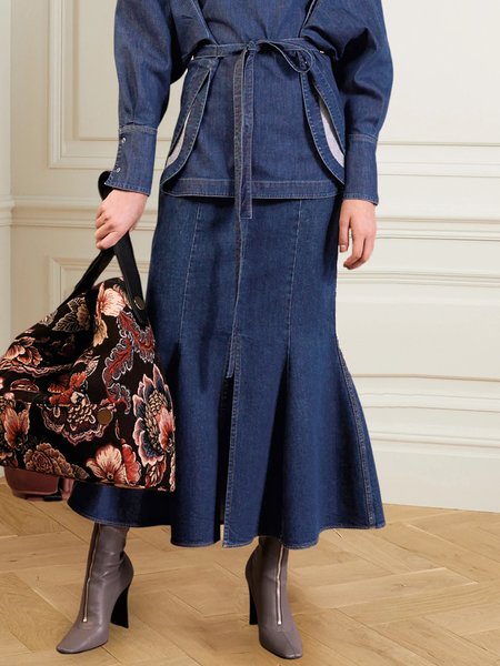 

Plain Regular Fit Urban Denim Skirt, Blue, Denim Skirts