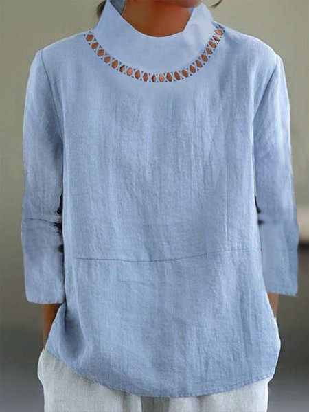 

Lace Edge Casual Shirt, Blue, Shirts & Blouses
