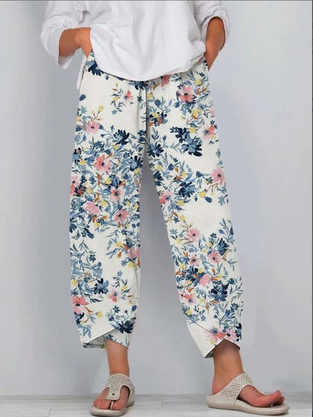 

Casual Floral Regular Fit Pants, Color8, Pants