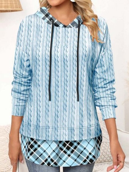 

Loose Casual Plaid Hoodie, Blue, Sweatshirts & Hoodies