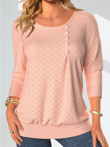 

Casual Plain Crew Neck Shirt, Pink, Shirts & Blouses