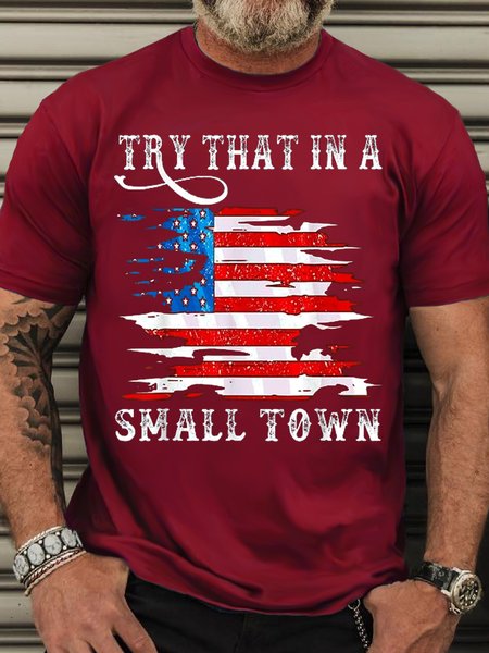 

Men’s Casual Try That In A Small Country Western Town Country Music Lover Letters T-Shirt, Red, T-shirts