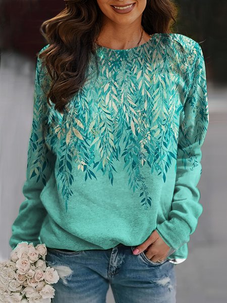 

Casual Leaf Crew Neck Sweatshirt, Green, Sweatshirts & Hoodies