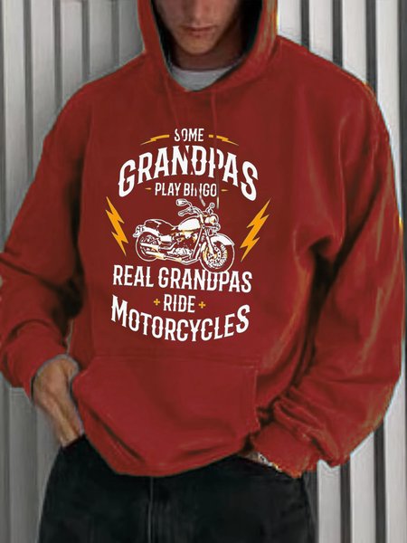 

Men's Street Casual Motorcycle Lettering Hooded Pullover Sweatshirt Top, Wine red, Men's Clothing