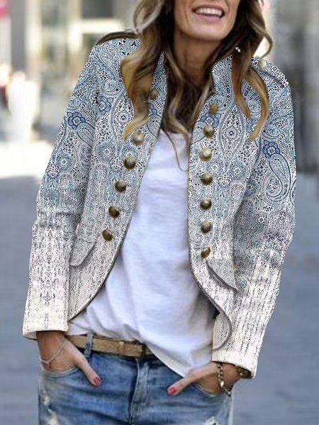 

Regular Fit Casual Buckle Blazer, Blue, Jackets