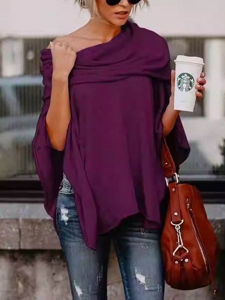 

Plain Loose Urban Shirt, Purple red, Blouses and Shirts