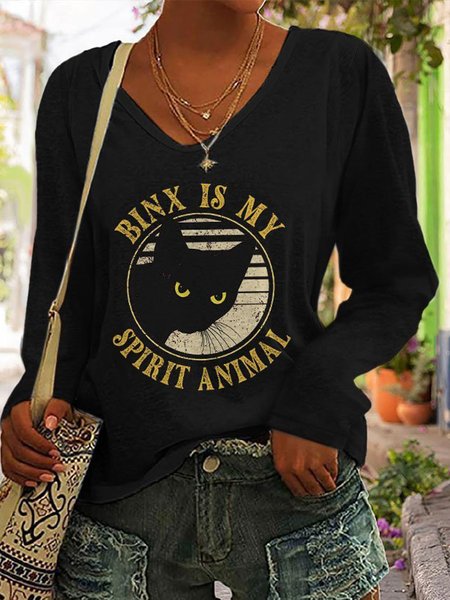 

Casual Halloween V Neck Long Sleeve T-shirt, Black, T-shirts