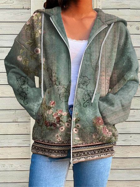 

Hoodie Knitted Casual Loose Jacket, Green, Jackets