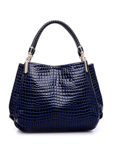 

Shiny Crocodile Faux Leather Urban Commuter Handbag, Blue, Bags