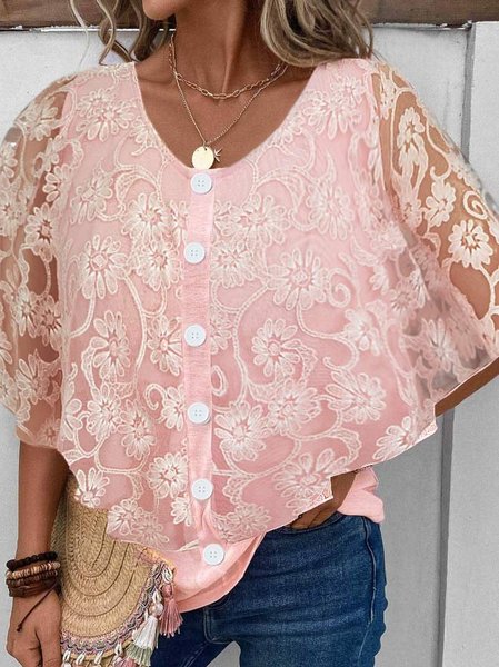 

Plain Loose Casual Shirt, Pink, Shirts & Blouses