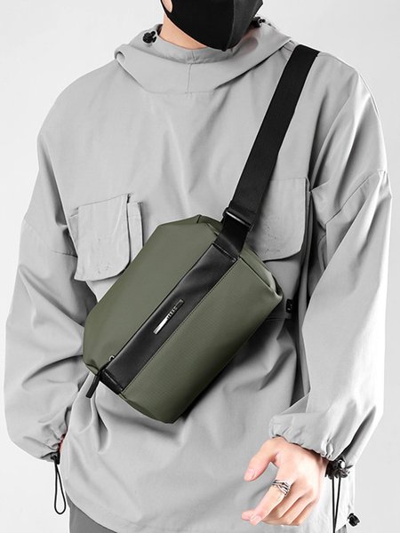 

Outdoor Skills Nylon Men's Messenger Bag Chest Bag, Green, Men's Bags