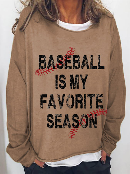 

Casual Crew Neck Letter Pattern Sweatshirt, Deep khaki, Hoodies&Sweatshirts