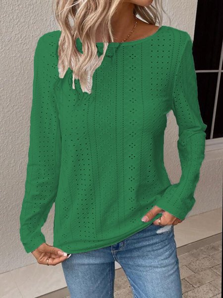 

Plain Loose Casual Long Sleeve Shirt, Green, Long Sleeves