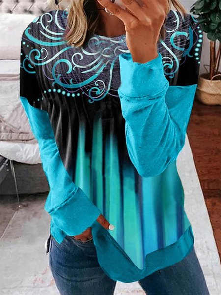 

Loose Casual Ethnic Sweatshirt, Blue, Sweatshirts & Hoodies
