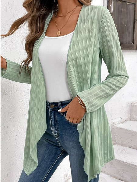 

Casual Plain Kimono With No, Green, Cardigans