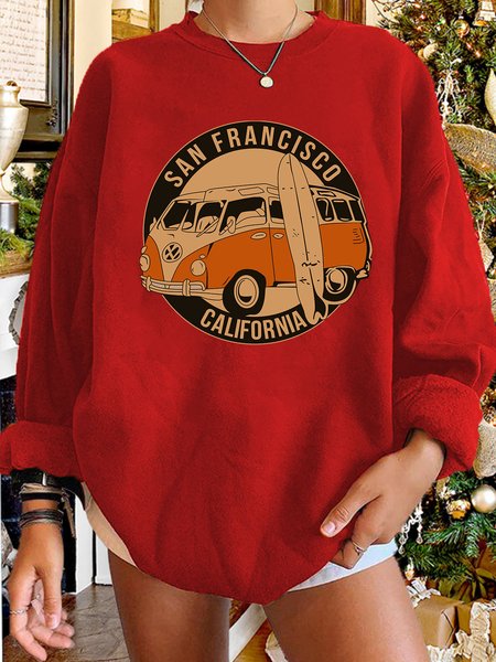 

Casual Abstract Crew Neck Regular Fit Sweatshirt, Red, Sweatshirts & Hoodies