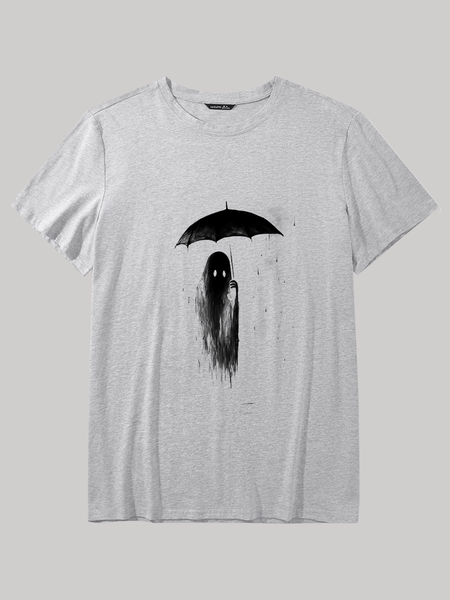 

Men's Ghost In The Rain Casual Loose Halloween T-Shirt, Light gray, T-shirts