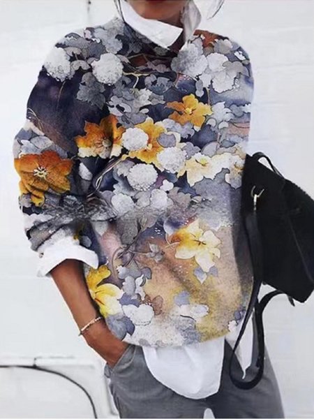 

Casual Floral Crew Neck Sweatshirt, Color5, Sweatshirts & Hoodies