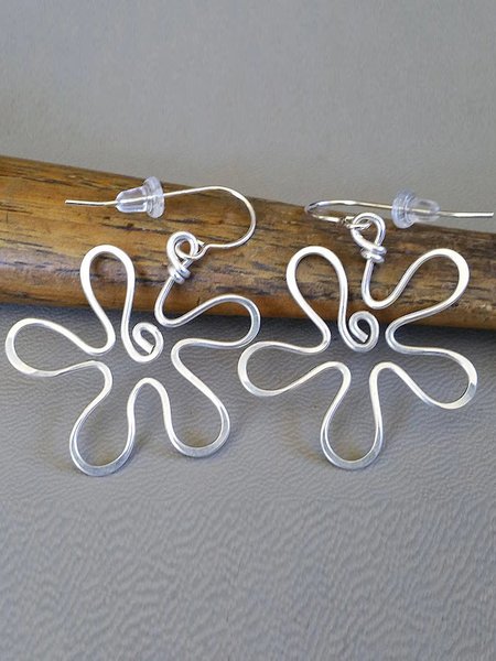 

Fashion simple flower shape earrings, Silver, Earrings