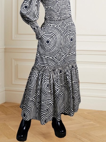 

Urban Loose Abstract Graphic Skirt, Black-white, Skirts