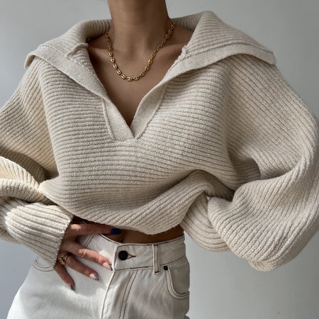 

Women Plain Long Sleeve Comfy Simple Sweater, White, Swimwear