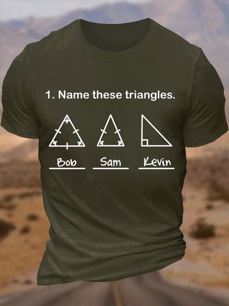 

Men's Name These Triangles Funny Math Geometry Question Casual T-Shirt, Green, T-shirts