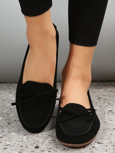 

Women Minimalist Bowknot Loafers, Black, Flats & Loafers