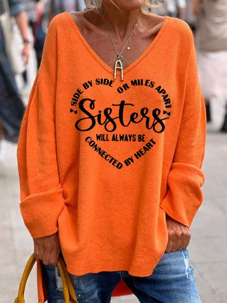 

Casual Letter Pattern Loose Shirt, Orange, Shirts & Blouses